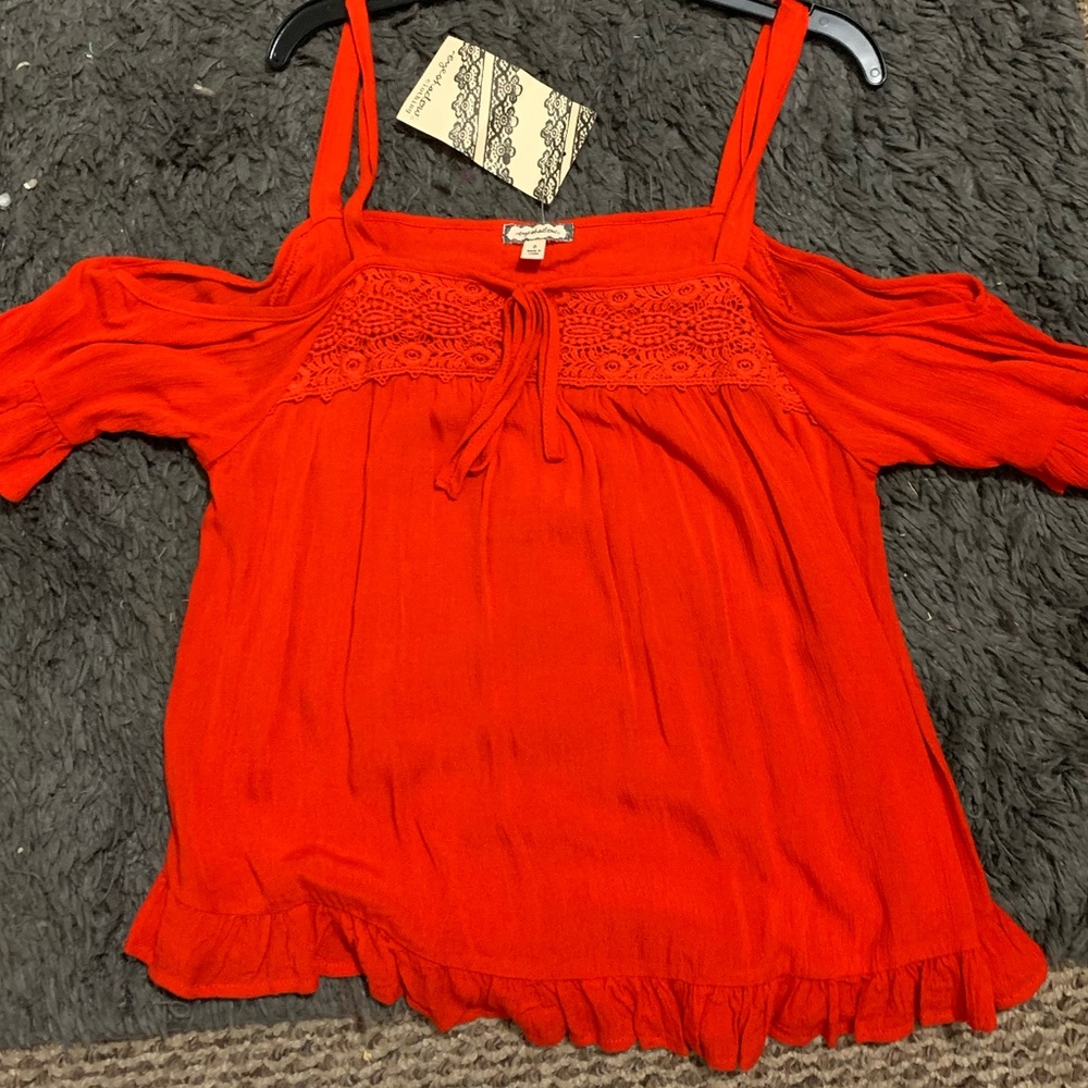 Red off the shoulder top